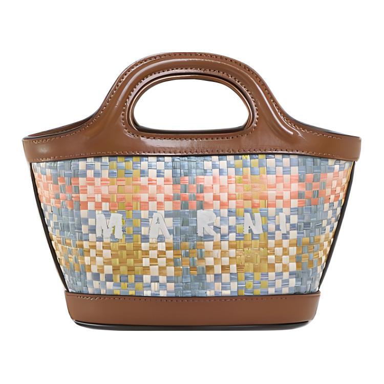 

MARNI Тропикалия рафия с кожаной сумкой через плечо кроссбоди экстра мини women's brown