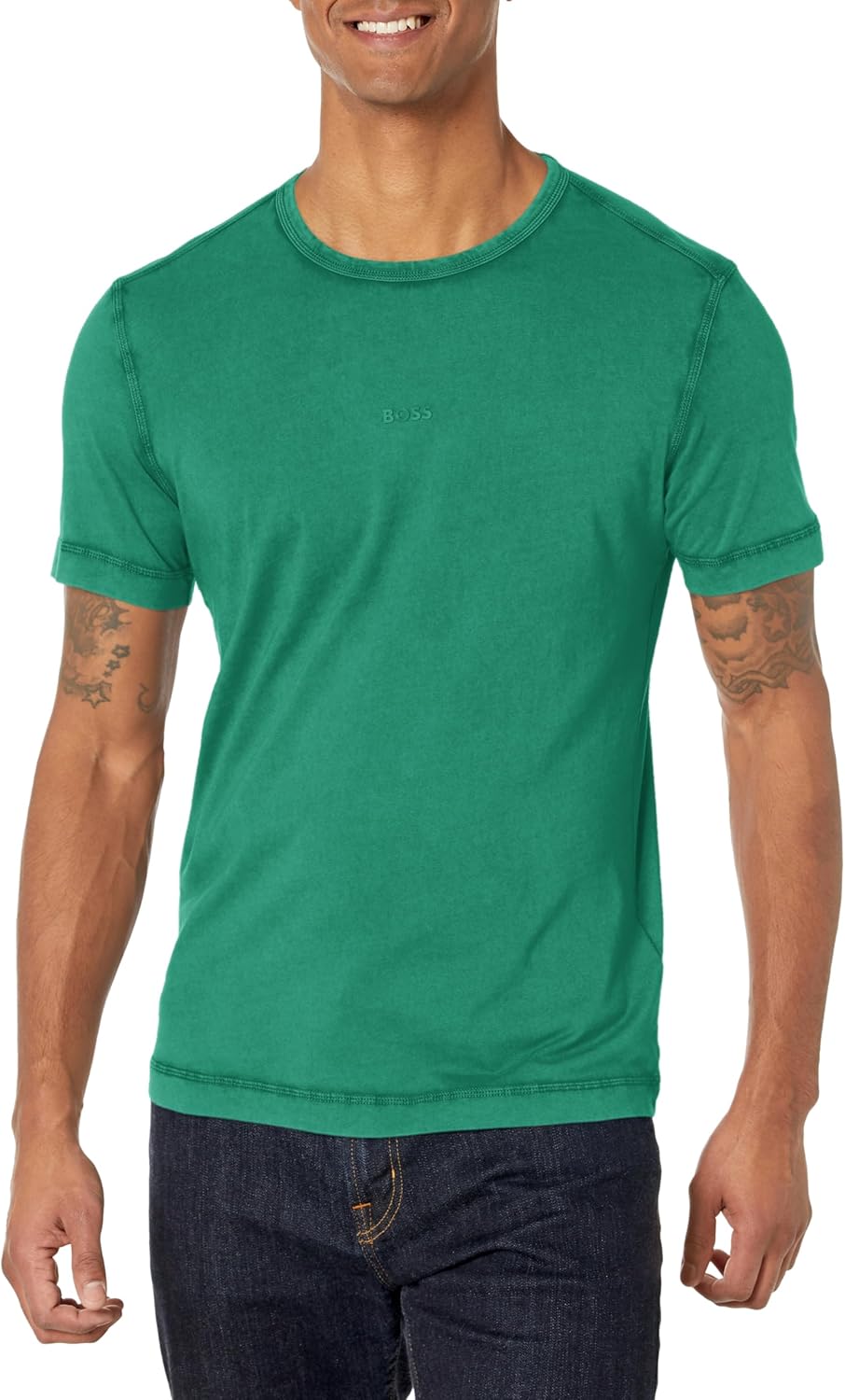 

Мужская футболка BOSS с маленьким тональным логотипом, стандартный крой, трикотаж, Meta Green, Зеленый, Мужская футболка BOSS с маленьким тональным логотипом, стандартный крой, трикотаж, Meta Green