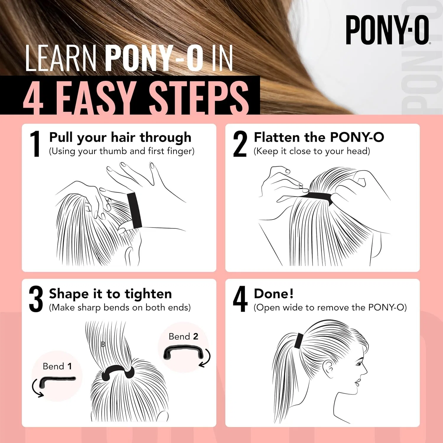 Революционная резинка для волос PONY-O Bendable Hair Scrunchies, 2 шт. Pony-O, Black / Brown — фото 2