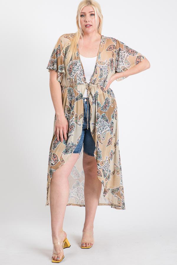

Короткие рукава, длинный сетчатый кардиган с принтом FASHNZFAB, цвет cappuccino