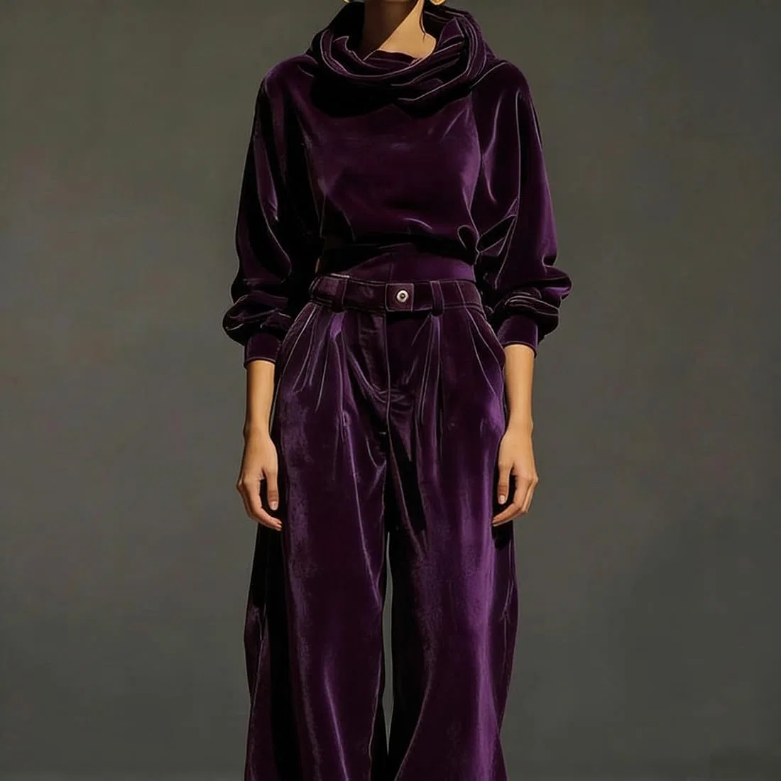 Женский велюровый костюм с капюшоном, Purple