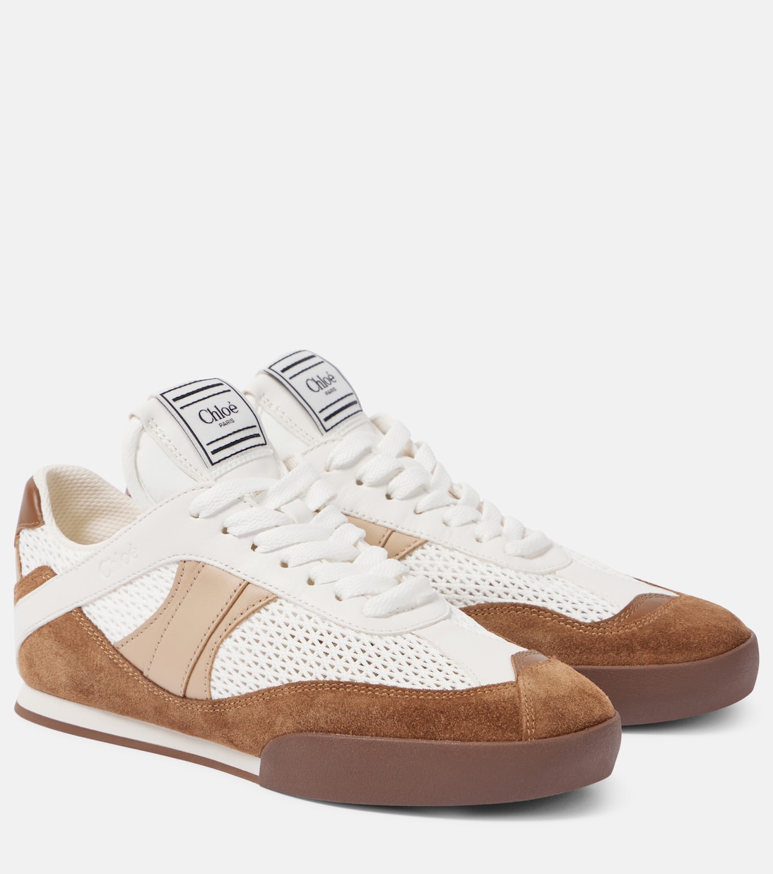 Кроссовки Kick из замши и кожи Chloé, Natural Brown