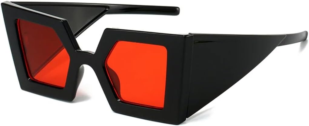 

Панк-солнцезащитные очки квадратной формы для женщин, роскошные, в большой оправе, винтажные солнцезащитные очки для женщин, модные, для активного отдыха, защита от УФ-излучения UV400 TVTBBVV, Black Red