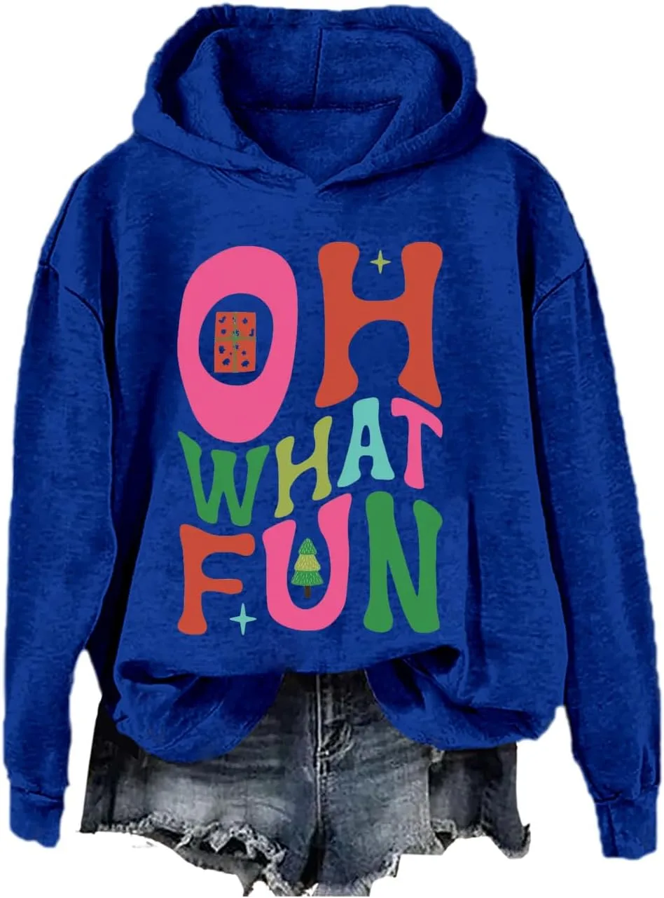 

Рождественский свитшот-худи Oh What Fun, праздничный пуловер для женщин и мужчин SIMJEW