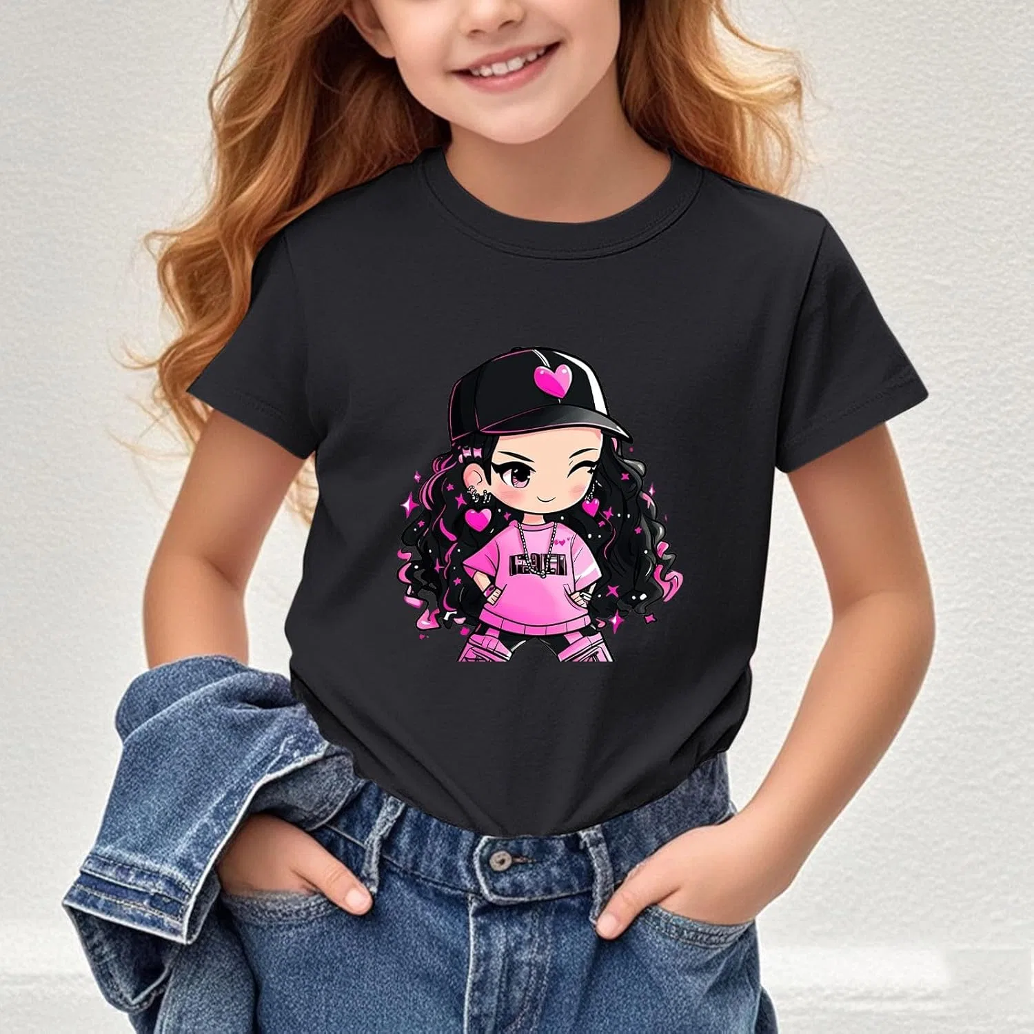 Футболка для девочек Cotton Cute Graphic Tees Zzalalana, Black — фото 2