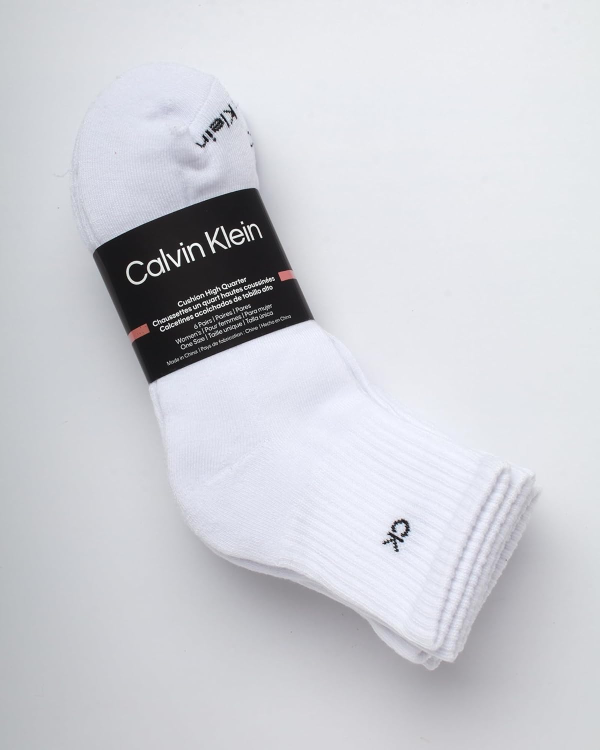 Женские носки Calvin Klein High Quarter - 6 пар махровых дышащих спортивных носков с мягкой подкладкой для женщин (размер обуви: 4-10), White — фото 2