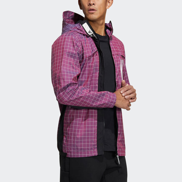 Куртка adidas WND Sports Plaid Windproof Hooded Jacket Purple, фиолетовый — фото 4