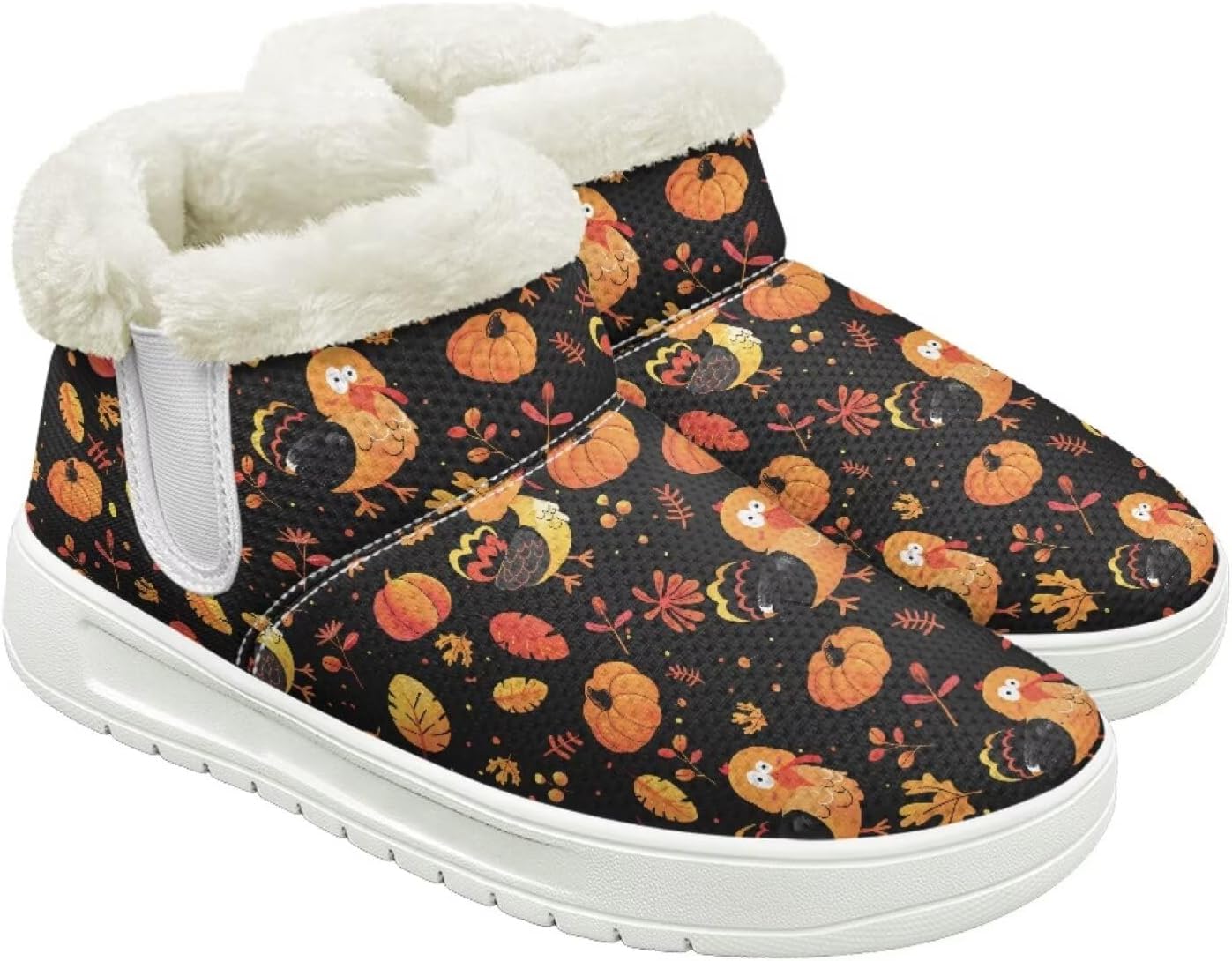 

Женские пушистые зимние ботинки для снега для женщин и мужчин, удобные ботильоны на липучке, теплые мягкие ботинки с тянущейся манжетой Cugasmaru, Turkey Fall