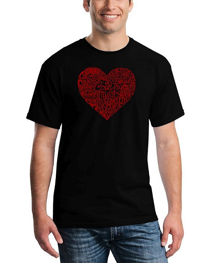 

Мужская футболка с надписью Country Music Heart Word Art LA Pop Art, черный
