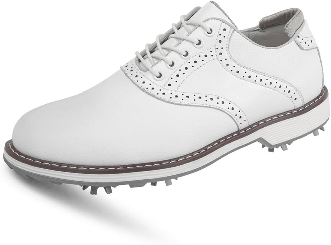 

Мужские шипованные кроссовки для гольфа Водонепроницаемые спортивные кроссовки для ходьбы и тренировок Легкие для гольфистов Omcam, белый