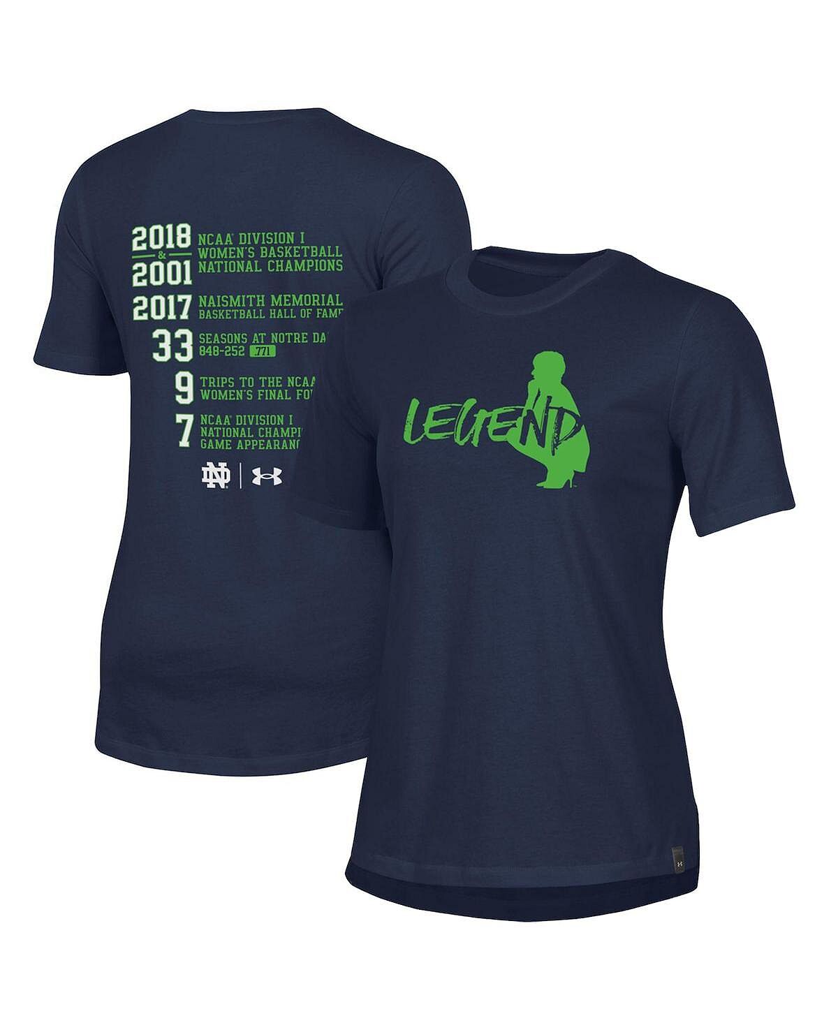 

Женская темно-синяя футболка Notre Dame Fighting Irish Muffet McGraw Legend Under Armour, темно-синий