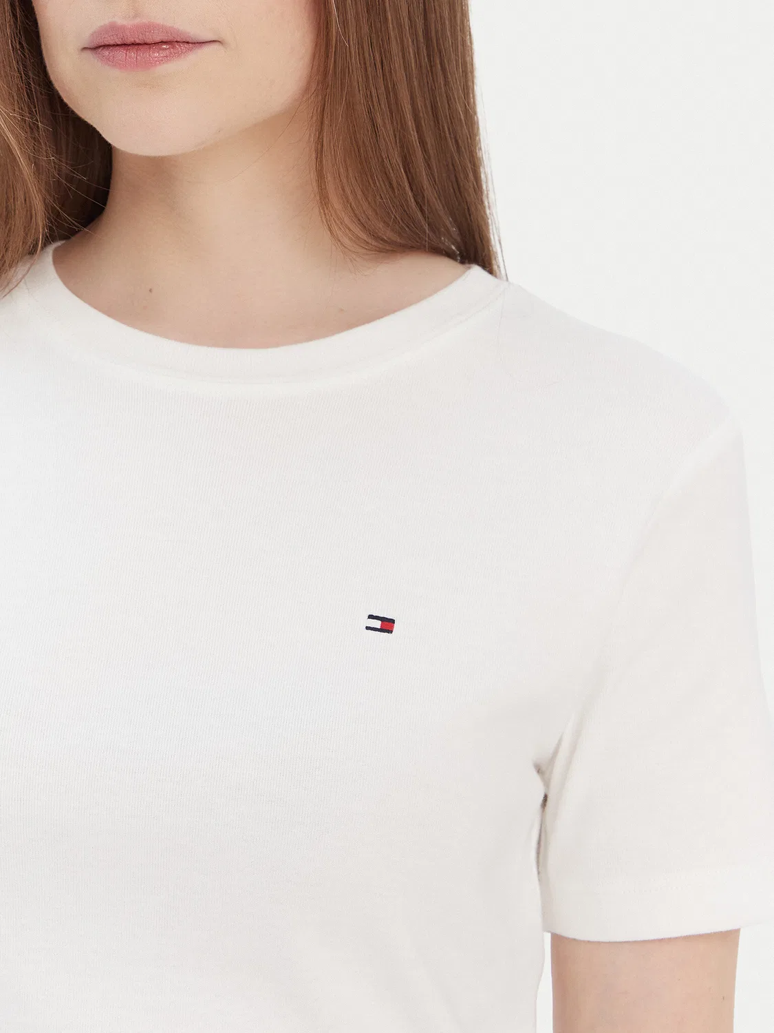 Женская футболка приталенного кроя New Cody Tommy Hilfiger, кремовый — фото 4