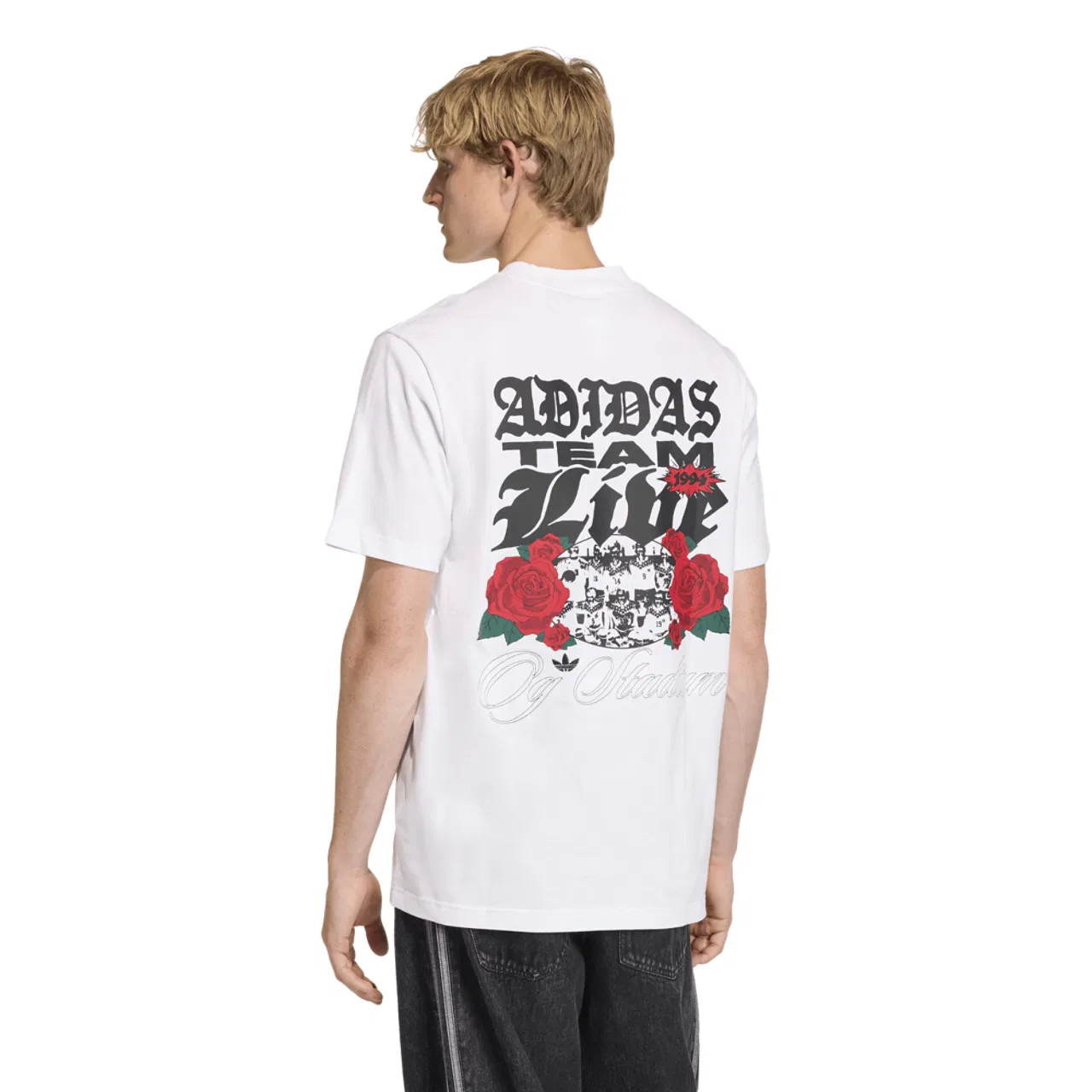 Мужская футболка Roses GFX Adidas, белый/черный — фото 2