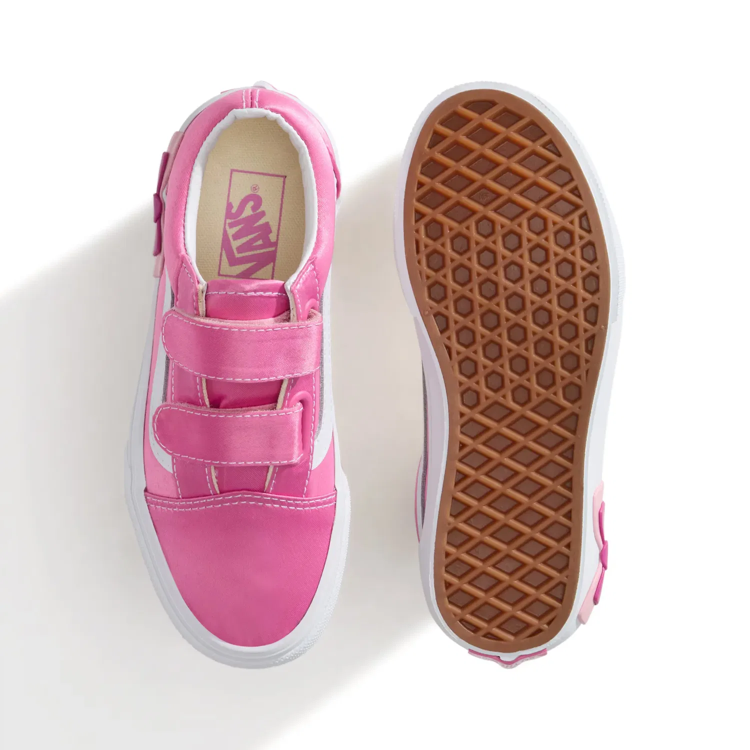 Детские кеды для девочек на липучках Old Skool V Bow Vans, Rosa — фото 3