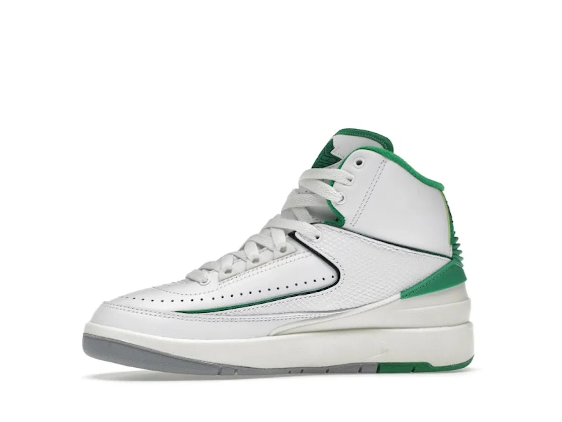 Детские кроссовки для мальчиков с принтом Jordan 2 Retro, White/Lucky Green/Sail/Light Steel Grey — фото 3