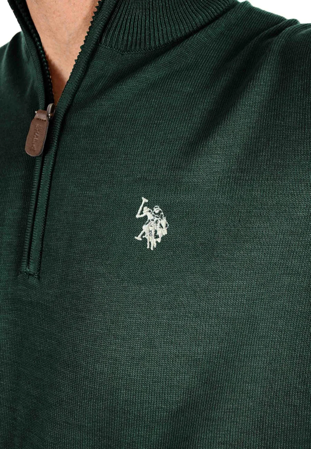 Пуловер с воротником-стойкой на полумолнии, модель USKnooxx U.S. Polo Assn., темно-зеленый — фото 3