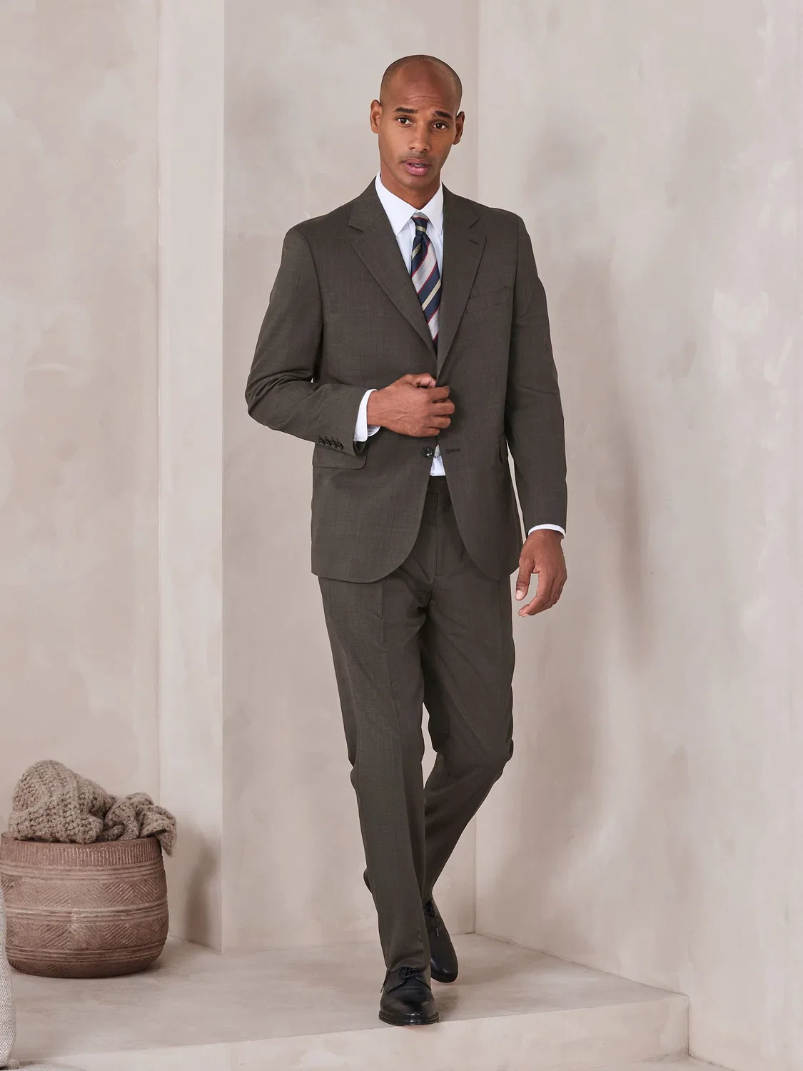 Пиджак Tailored Fit N.Premium Texture с шерстью Next, Коричневый — фото 2
