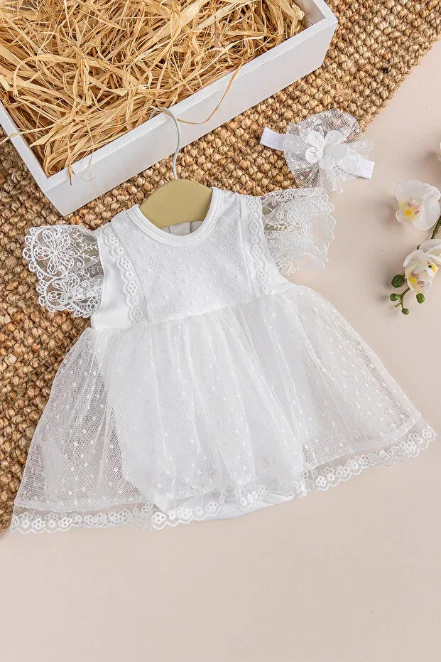 Детское платье для девочек хлопковое с принтом Babymod, Cream