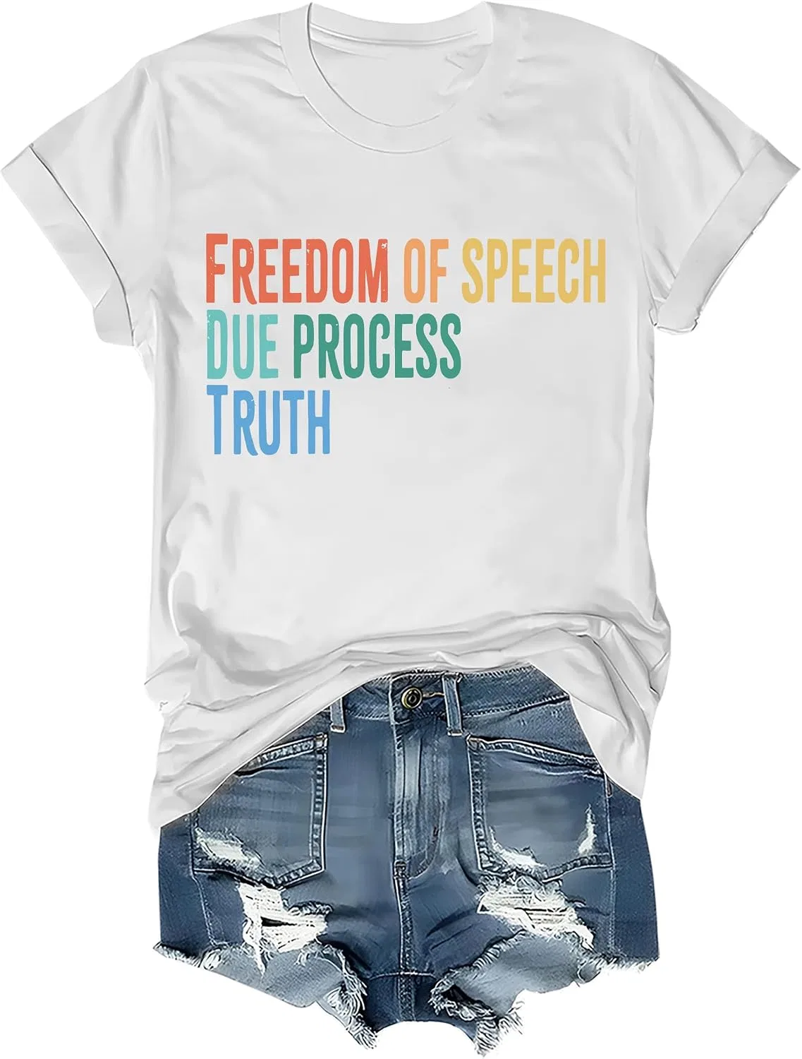 Женская футболка с принтом Freedom of Speech, белый
