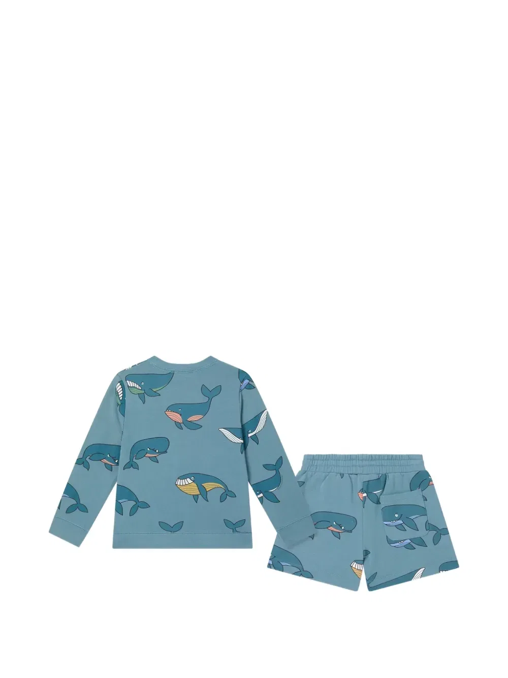 Комплект из свитшота и шорт с принтом кита Stella McCartney Kids, синий — фото 2