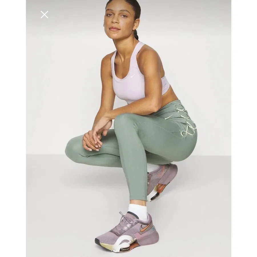 Спортивные леггинсы с высокой посадкой 7/8 из футера Nike One Dri-Fit, Зеленый — фото 3
