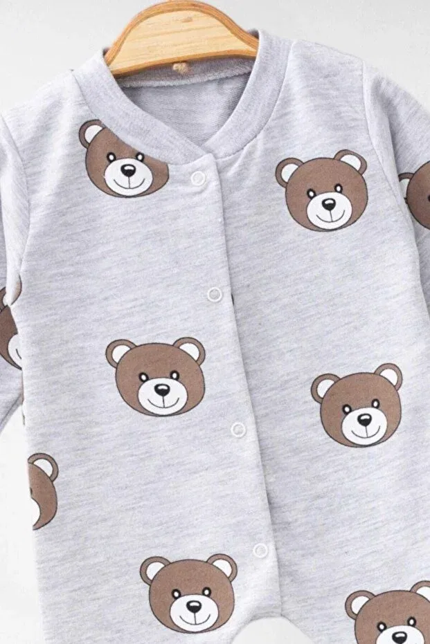 Детский комбинезон для мальчиков с принтом Dinamik Çocuk, Gray Teddy Bear — фото 3