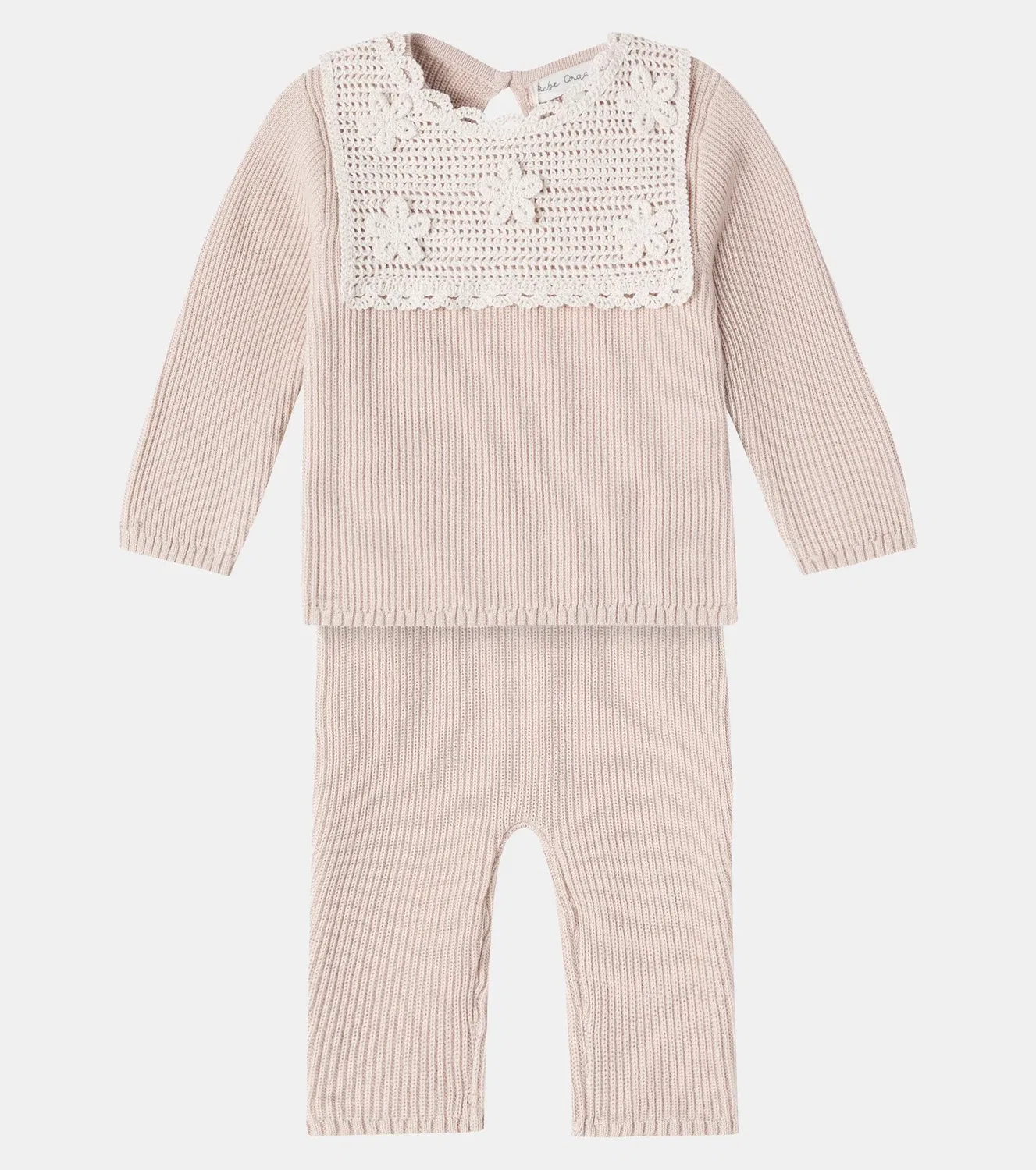 Комплект из свитера и брюк хлопковый Baby Lucette Bebe Organic, розовый — фото 2