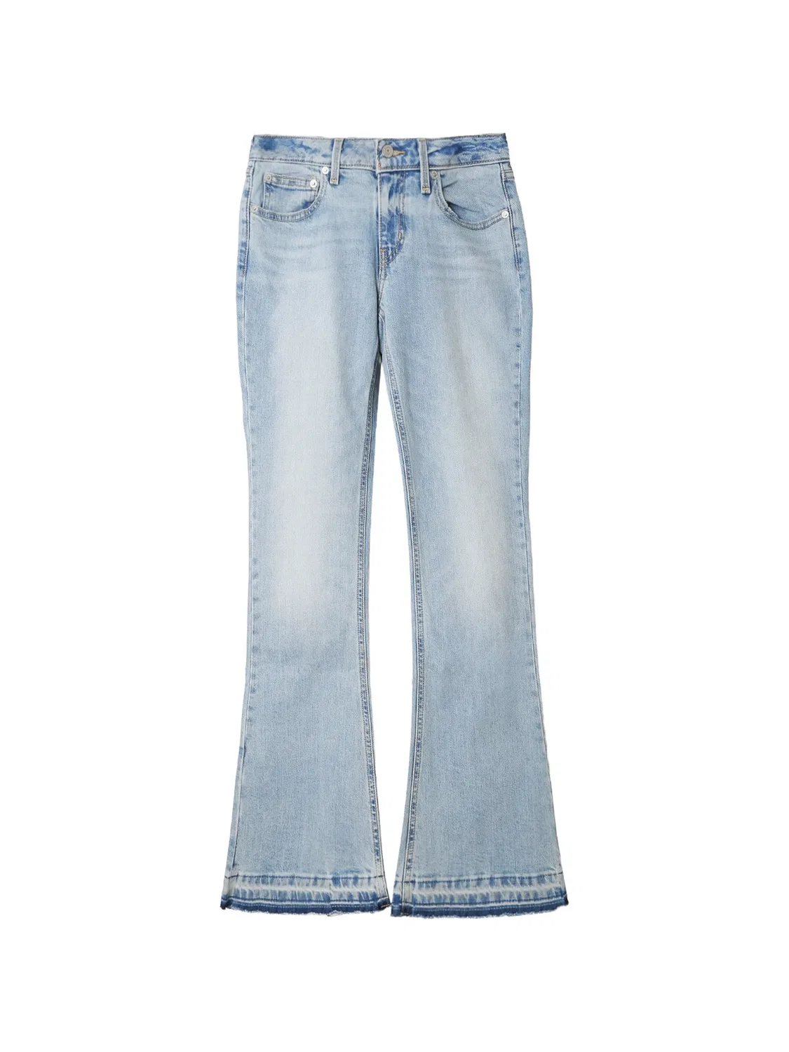 Джинсы клеш с бахромой синие Levi's, синий