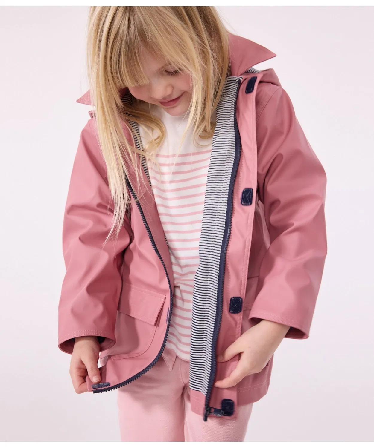 Детская куртка-парка с капюшоном, водоотталкивающая, Yacht Parka PETIT BATEAU, Розовый