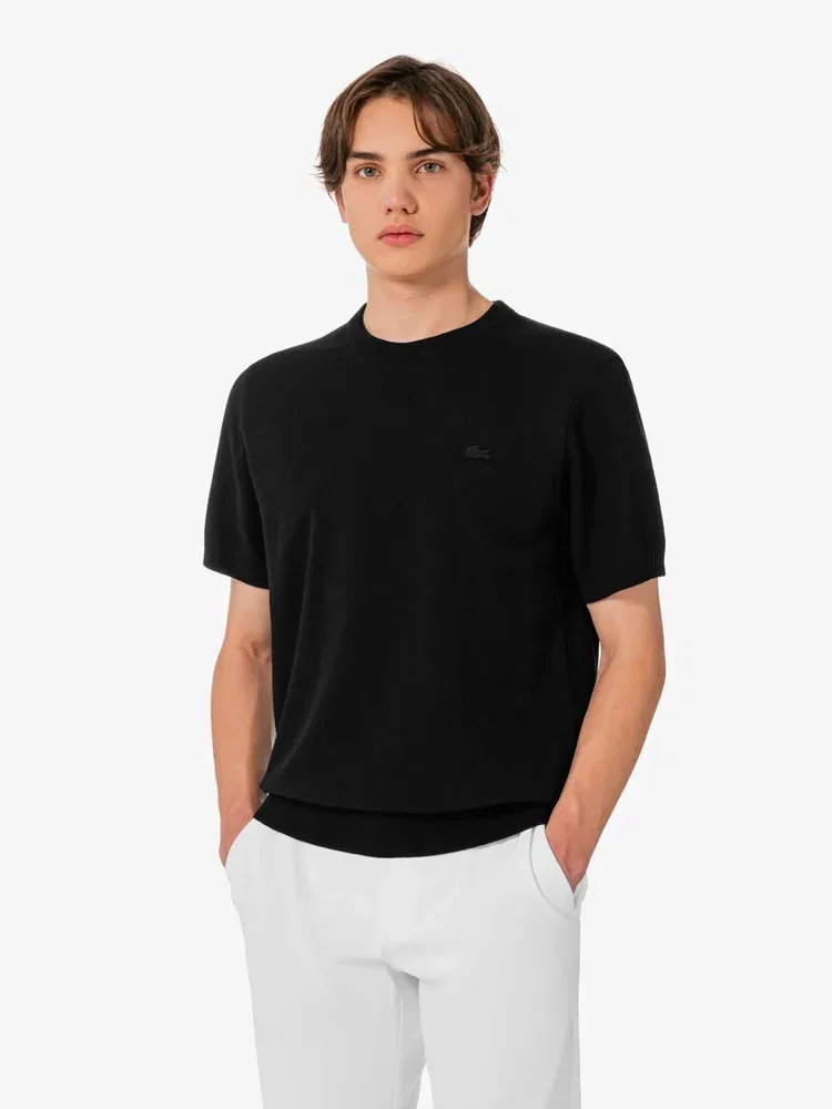 Пуловер с коротким рукавом Solid LACOSTE, Black