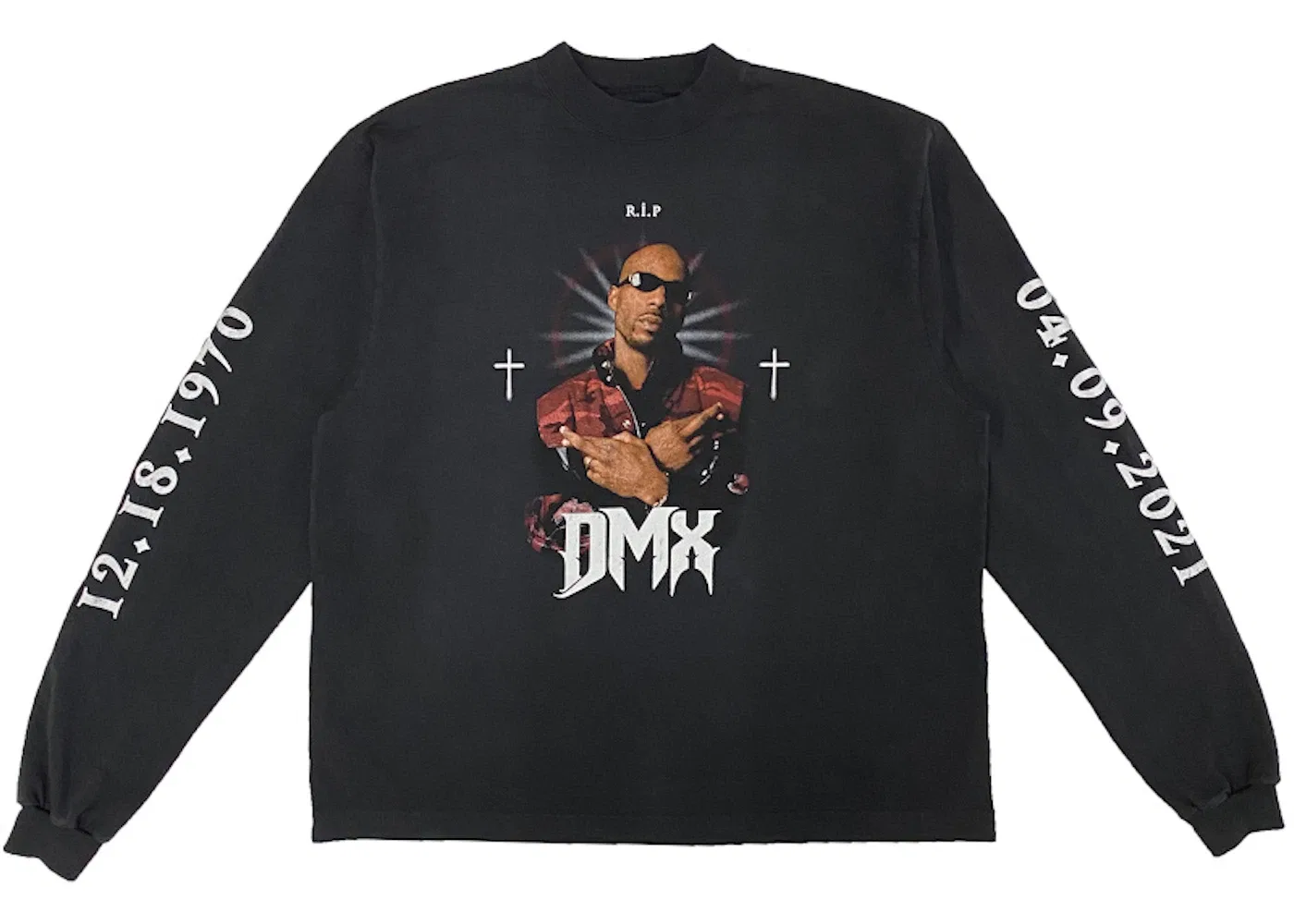 Мужская футболка с длинным рукавом с принтом Longsleeve T-Shirt Balenciaga, Faded Black