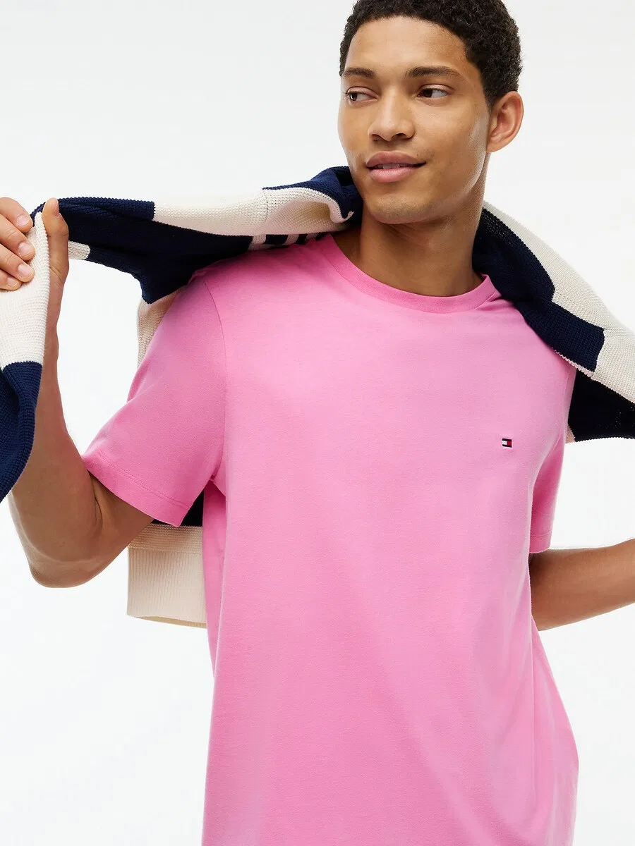 Футболка TOMMY HILFIGER Ess Seasonal светло-розового цвета — фото 4