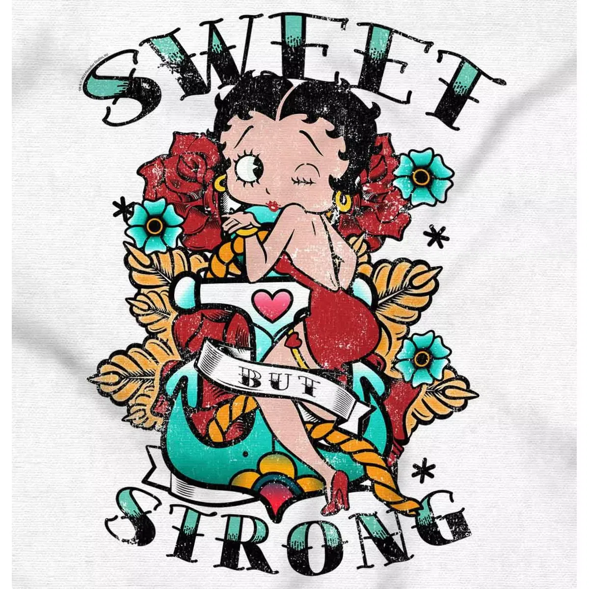 Детское боди-комбинезон с коротким рукавом Betty Boop Sweet Strong Anchor Tattoo Brisco Brands, White — фото 2