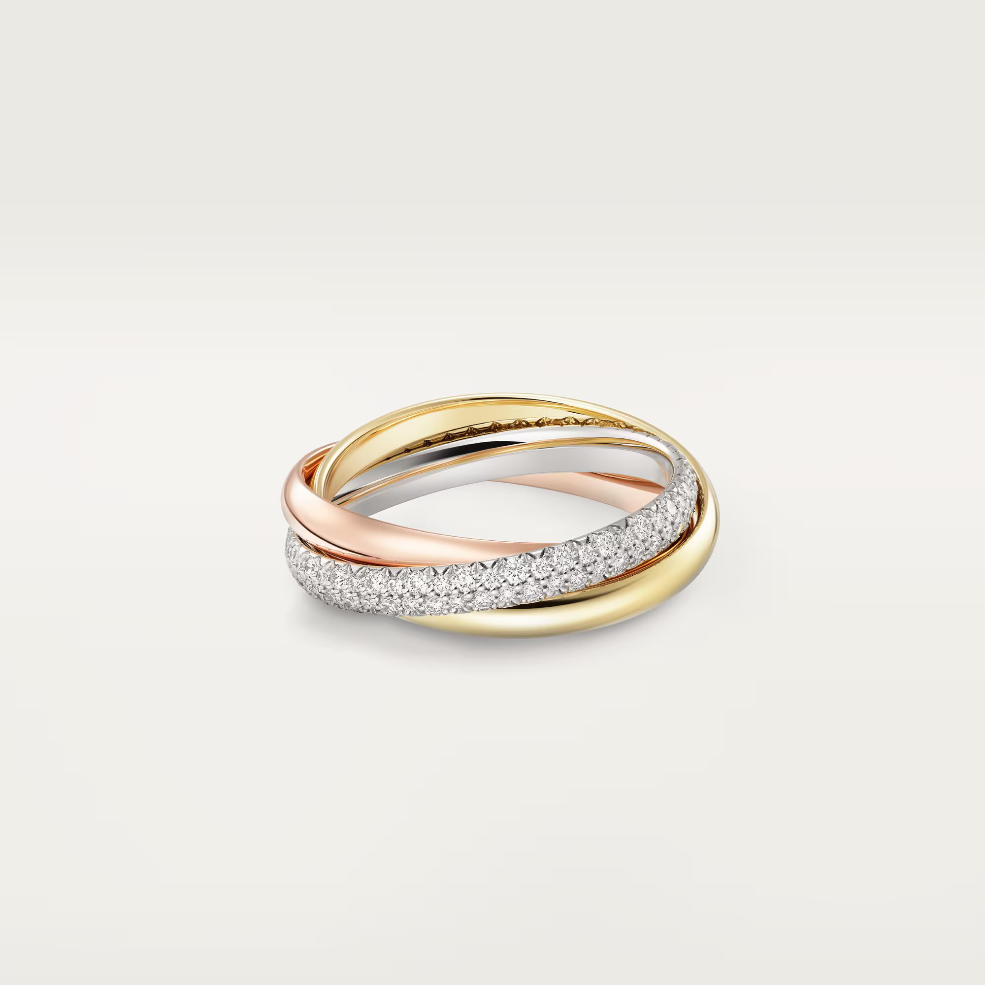 

Кольцо Cartier Trinity Small Half-paved, золото/белое золото/розовое золото/бриллианты