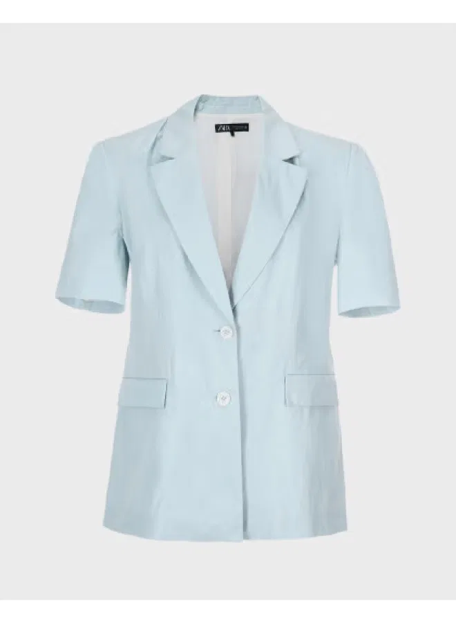 Блейзер с коротким рукавом Zara, голубой