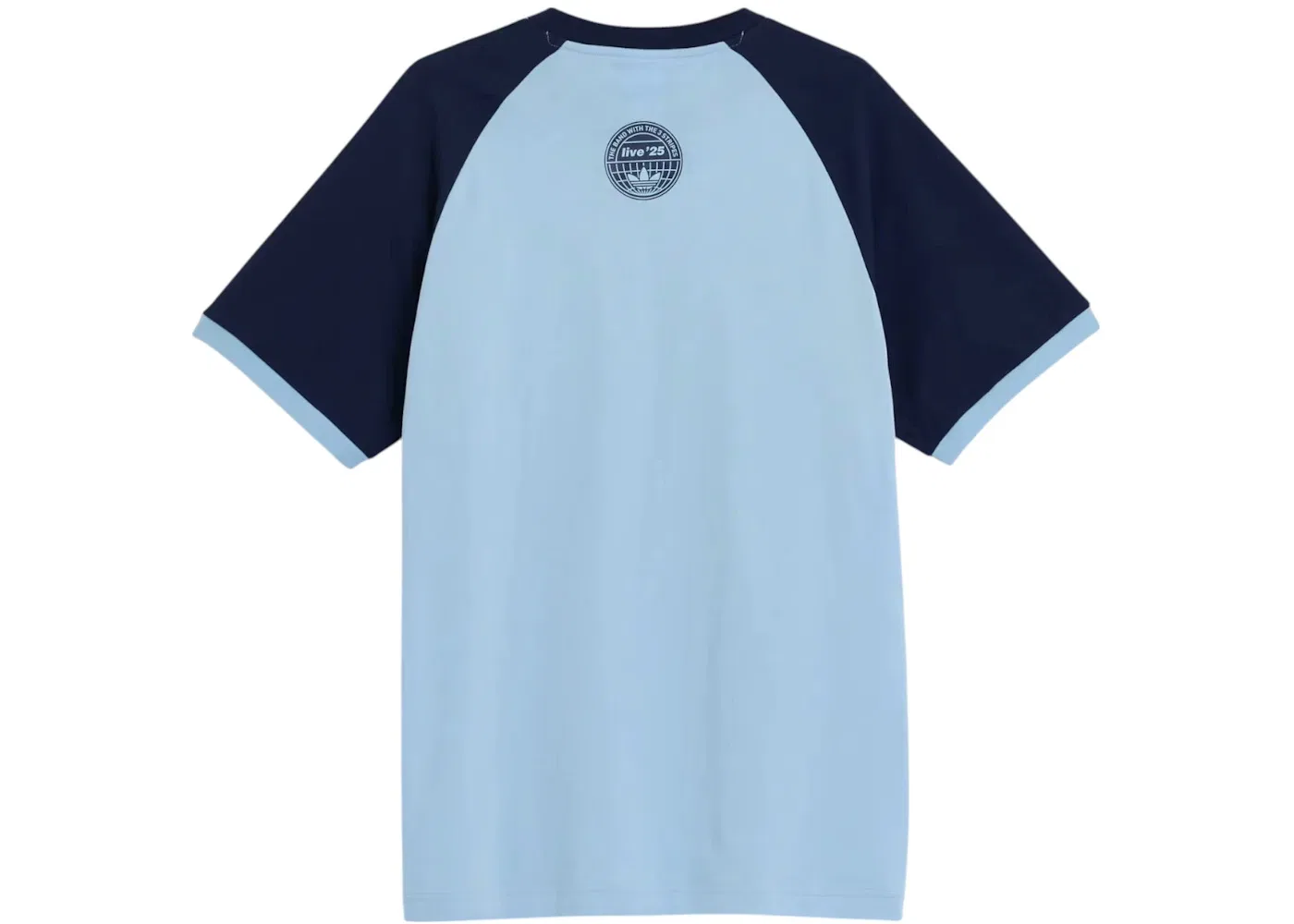 Мужская футболка с принтом Adidas x Oasis Tour 3 Stripes T Shirt Clear Sky Night Indigo, Clear Sky Night Indigo — фото 2
