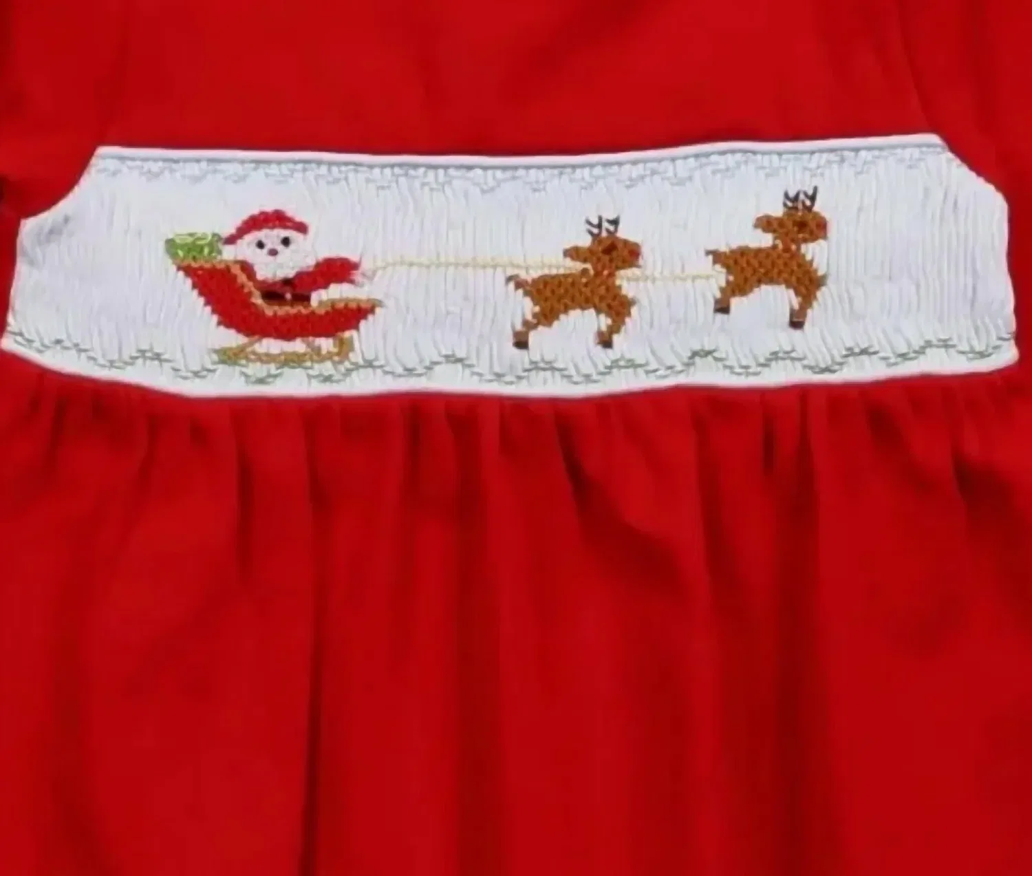 Детский боди-комбинезон с принтом Santas Sleigh Smocked BABY LOREN, красный — фото 2