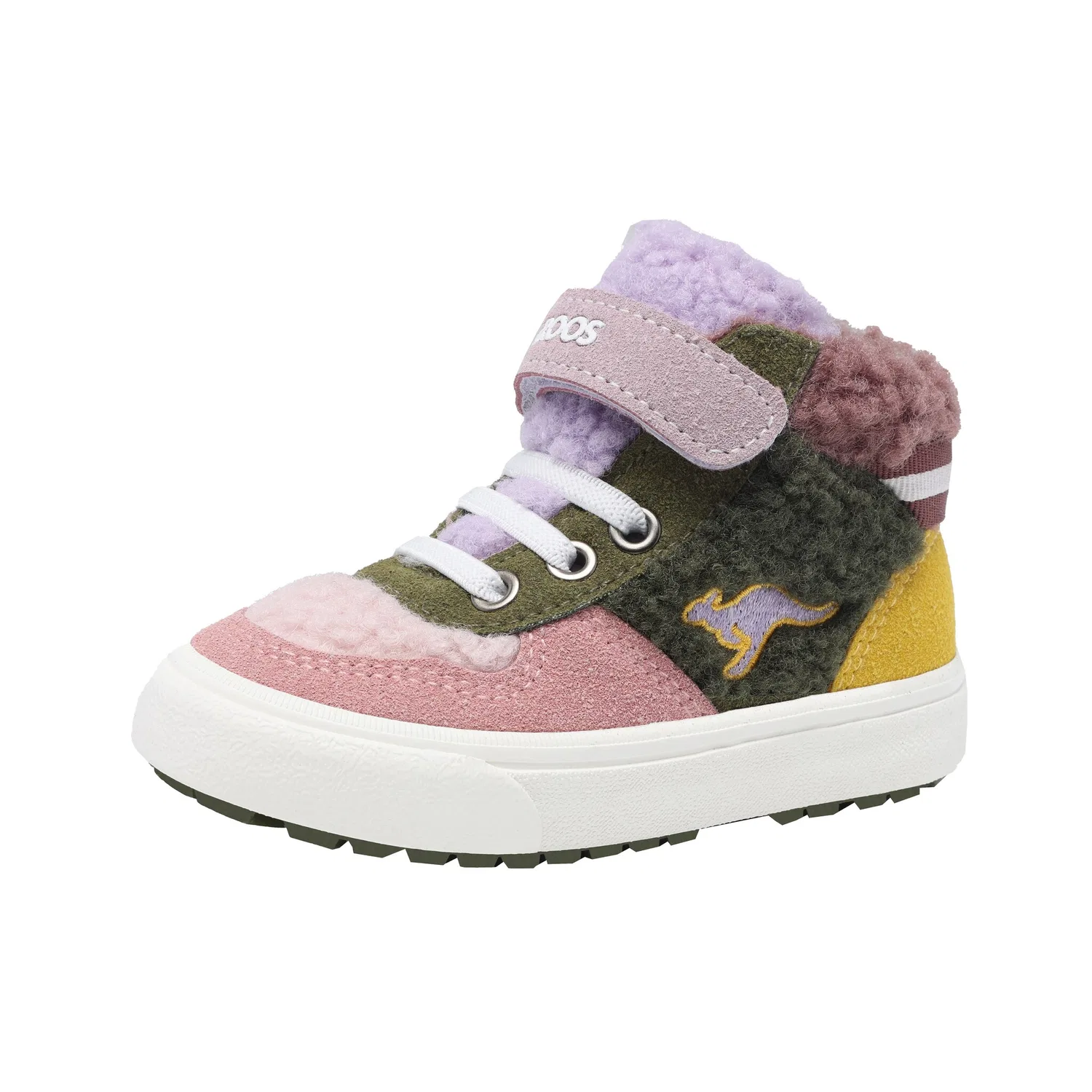 Детские кроссовки с меховой подкладкой KangaROOS Kavu Shady Fur EV, Olive/Multi