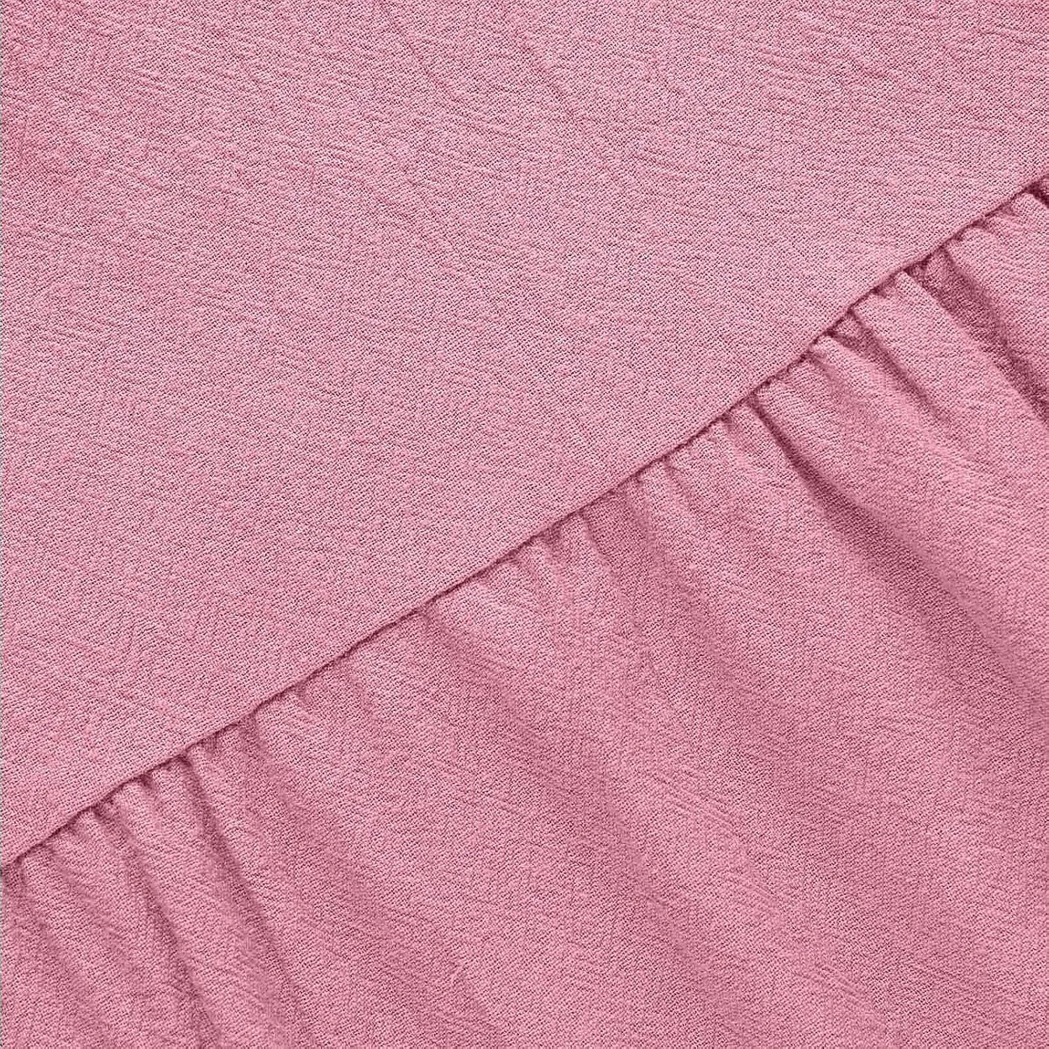 Женское платье макси с V-образным вырезом из хлопкового льна, Pink — фото 3