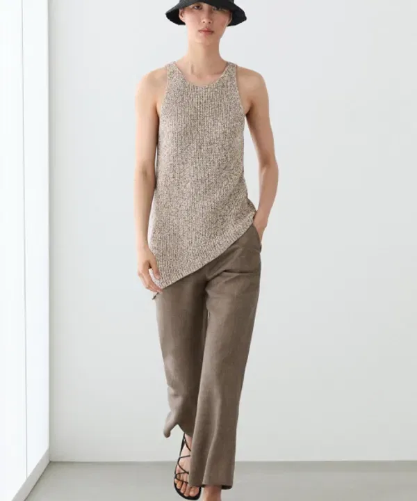 Льняные зауженные брюки-клеш, Massimo Dutti — фото 2