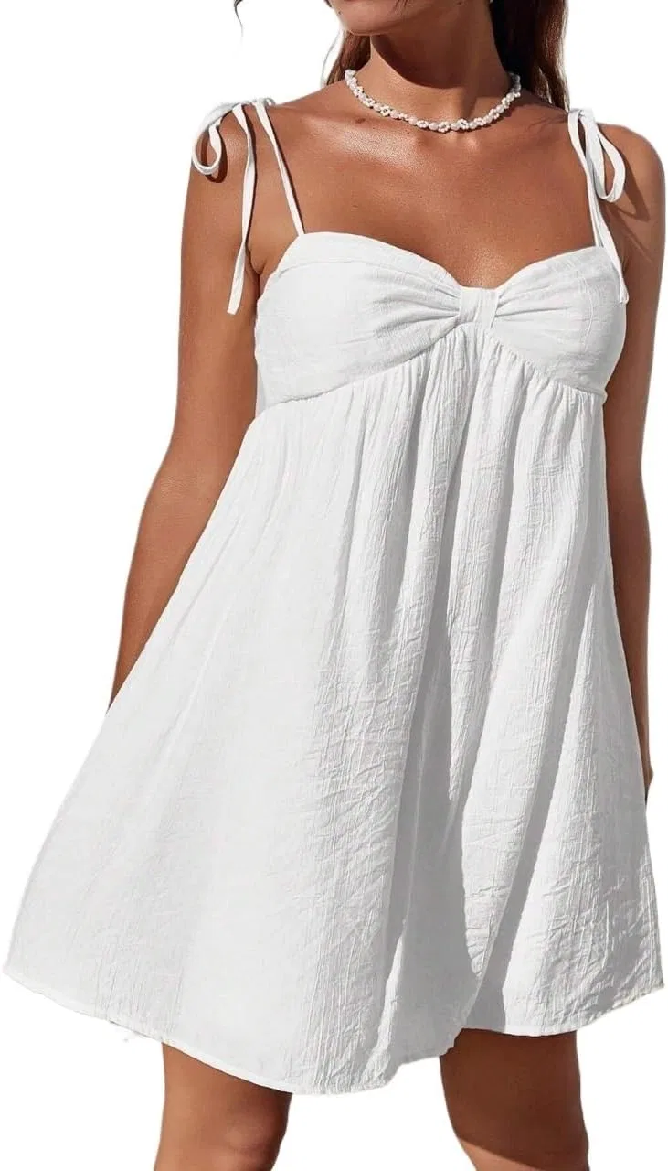 Женское мини-платье на бретелях с запахом Backless, White