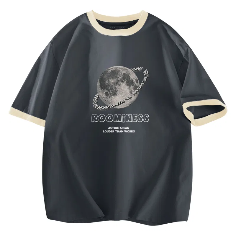 Детская футболка с контрастным рукавом Ta星球环字 Tonlion, Heather Navy