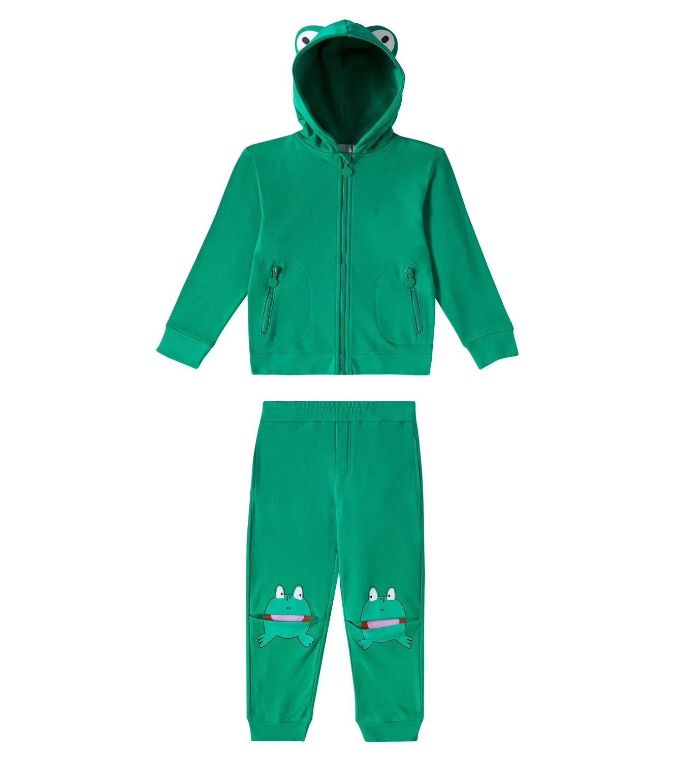 Комплект из хлопка и флиса Stella Mccartney Kids, зеленый
