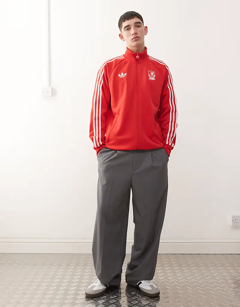 Куртка Adidas Football Liverpool на молнии, красно-белая — фото 2