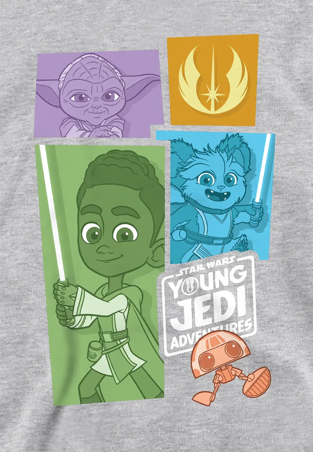 Детский худи с принтом Star Wars Young Jedi Adventure Blocks Disney, Grey — фото 2