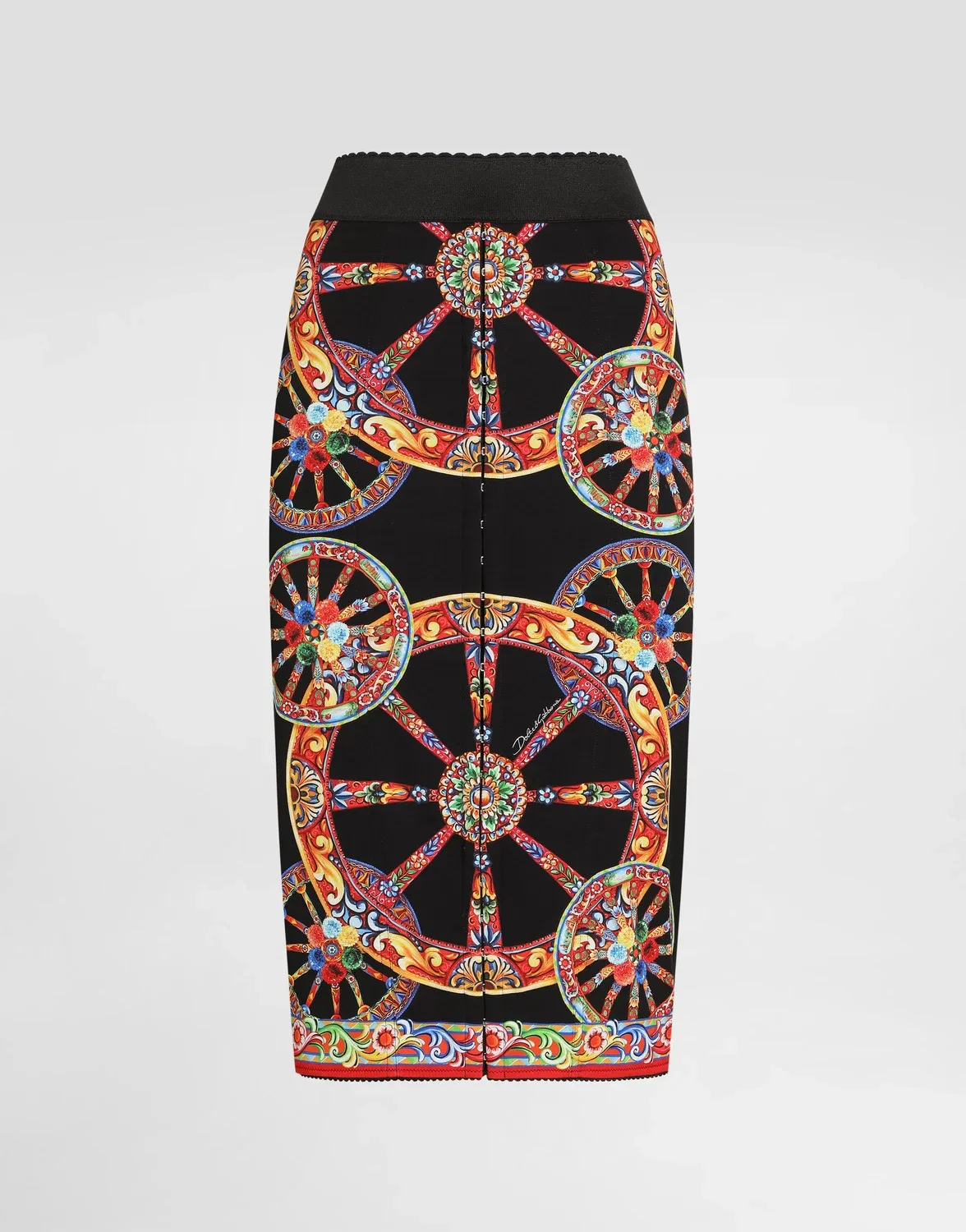 Длинная юбка из крепдешина с узором Carretto Dolce & Gabbana, бежевый