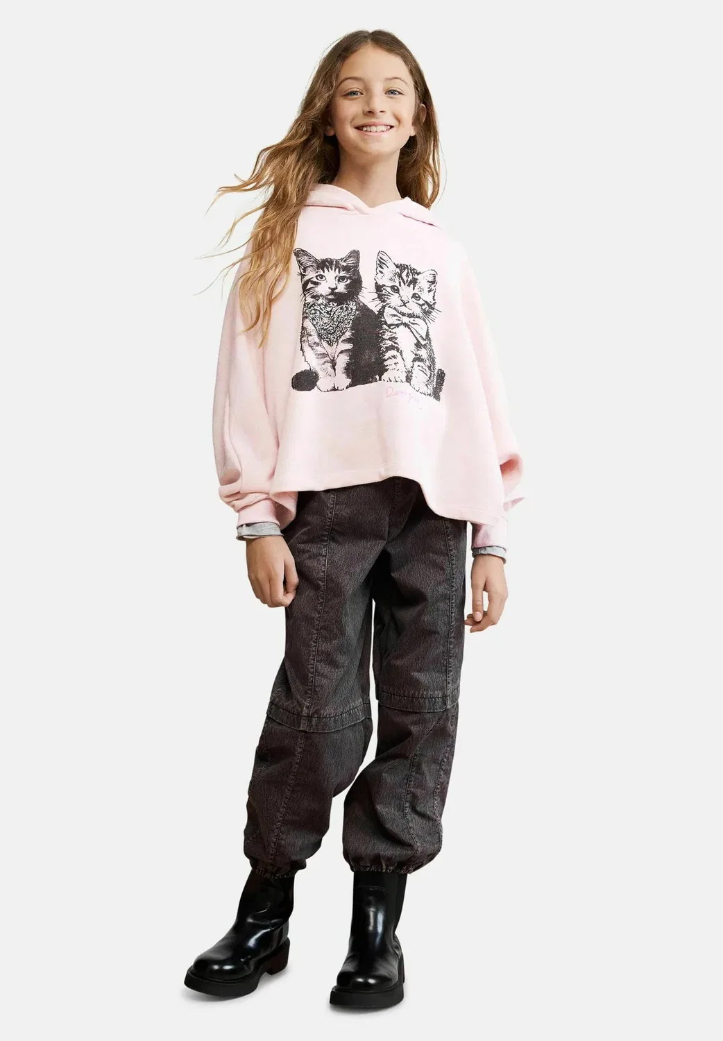 Толстовка с котом - худи Desigual, Pink