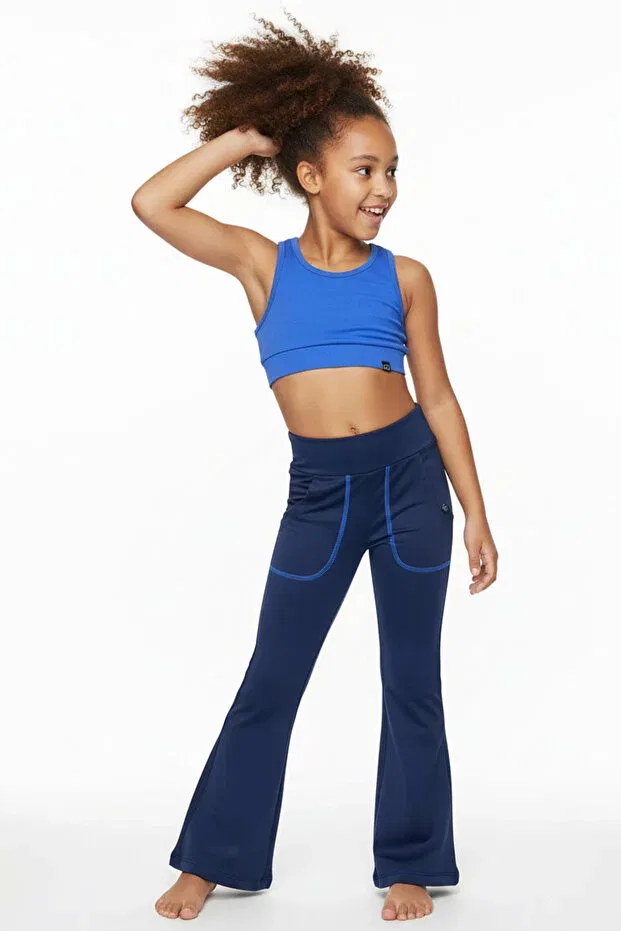 Детские леггинсы для девочек с флисом Flexy Flared, Colorinas, Navy Blue — фото 4