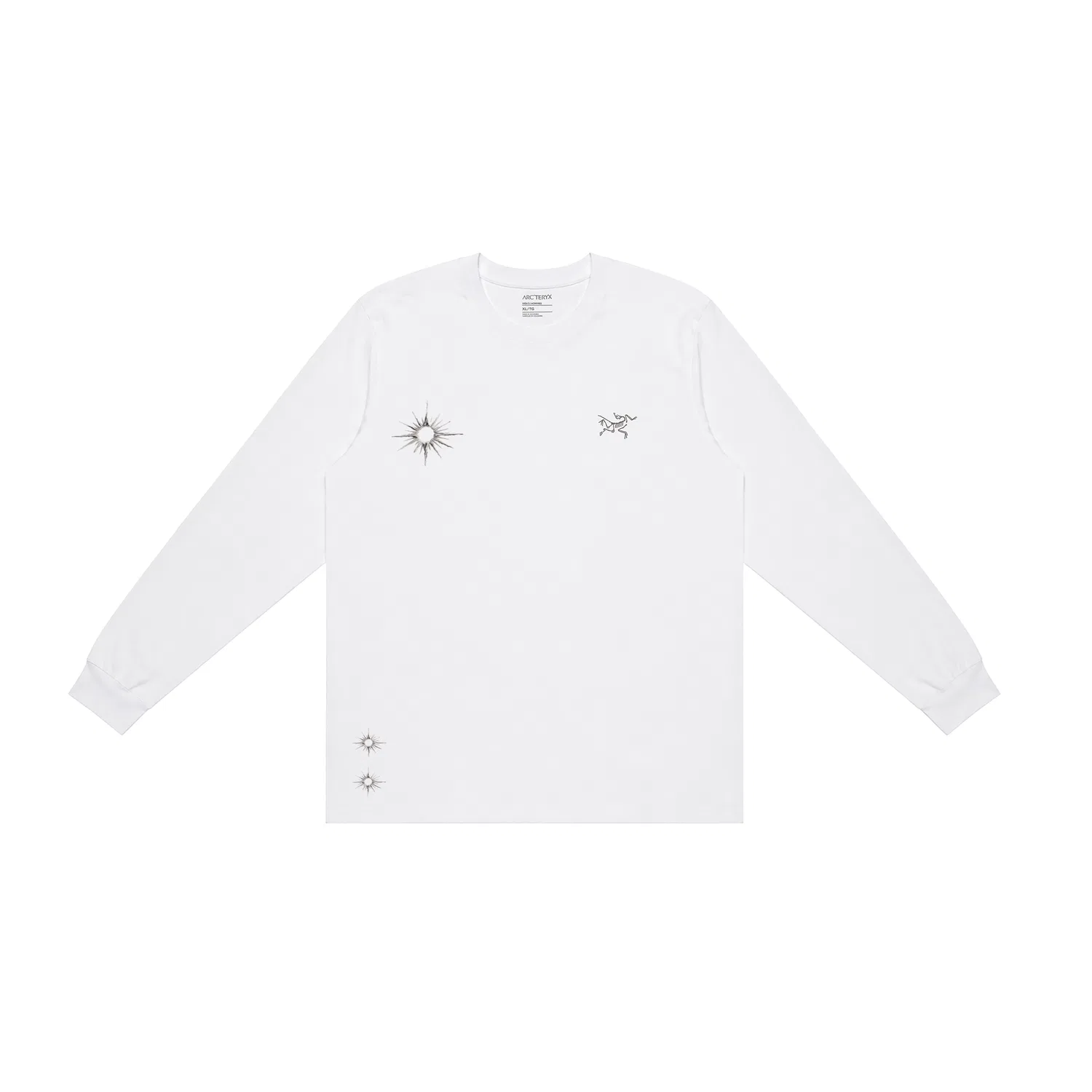 Мужская футболка с круглым вырезом из тонкого хлопка Arcteryx, Ivory White/White Light