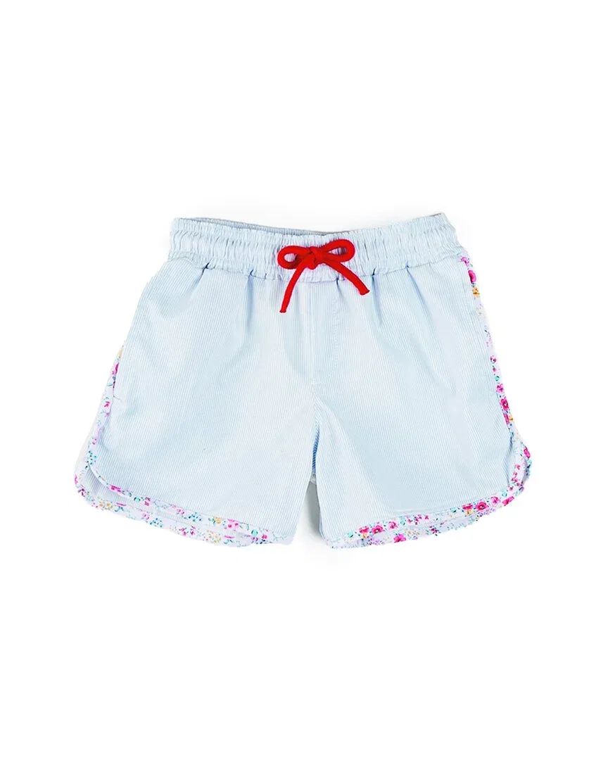 Детские плавки-шорты для девочек с контрастной отделкой Pepa London Striped Contrast Trim, синий
